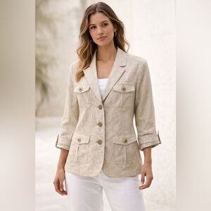 Studio Works Linen Light Tan Blazer NWT Size Large